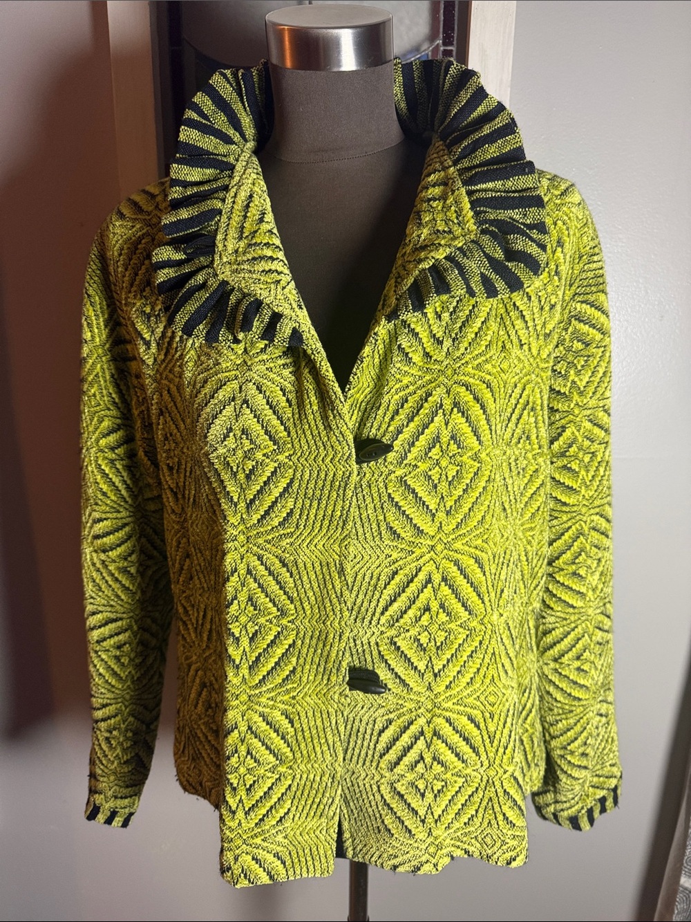 Yellow Green Hand Woven Blazer Jacket